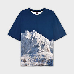 Футболка оверсайз мужская Снежные горы, синие небо, цвет: 3D-принт