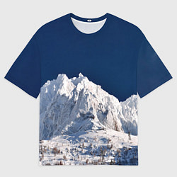 Мужская футболка оверсайз Снежные горы, синие небо