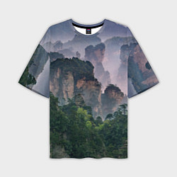 Мужская футболка оверсайз Горы лес каньон