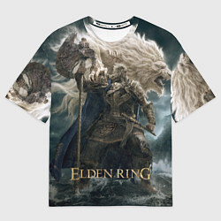 Мужская футболка оверсайз Годфри и лев Elden Ring