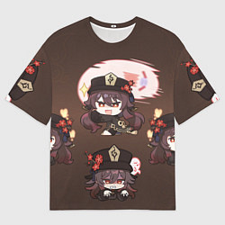 Мужская футболка оверсайз Hu Tao Chibi Genshin