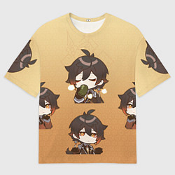 Мужская футболка оверсайз Zhongli Chibi Genshin