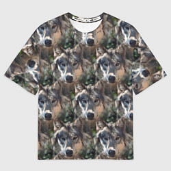 Футболка оверсайз мужская Волки клипарт wolfs, цвет: 3D-принт