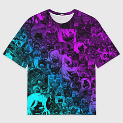 Футболка оверсайз мужская AHEGAO NEON GIRL НЕОНОВЫЙ АХЕГАО, цвет: 3D-принт