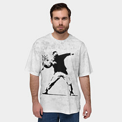 Футболка оверсайз мужская BANKSY БУНТ RIOT БЭНКСИ, цвет: 3D-принт — фото 2