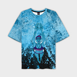 Мужская футболка оверсайз Спортивное плавание Голубая вода