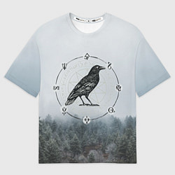 Футболка оверсайз мужская ВОРОН НА РУНАХ РУНЫ, цвет: 3D-принт