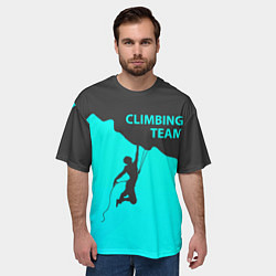 Футболка оверсайз мужская Скалолаз повис на краю скалы, цвет: 3D-принт — фото 2