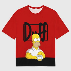 Футболка оверсайз мужская Гомер и пиво Симпсоны Simpsons, цвет: 3D-принт