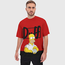 Футболка оверсайз мужская Гомер и пиво Симпсоны Simpsons, цвет: 3D-принт — фото 2