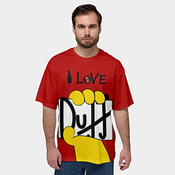 Футболка оверсайз мужская I LOVE DUFF Симпсоны, Simpsons, цвет: 3D-принт — фото 2