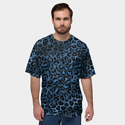 Футболка оверсайз мужская Синяя леопардовая шкура, цвет: 3D-принт — фото 2