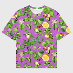 Мужская футболка оверсайз Фруктовый микс паттерн