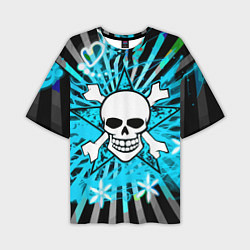 Мужская футболка оверсайз Neon Skull