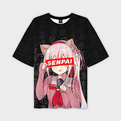 Мужская футболка оверсайз Senpai, Anime Неко тян