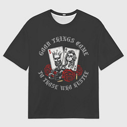 Мужская футболка оверсайз Карты, Розы, Кастет gangsters