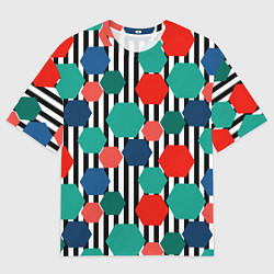 Мужская футболка оверсайз Геометрический разноцветный узор