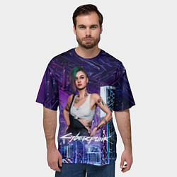 Футболка оверсайз мужская Judy Cyberpunk2077 Джуди, цвет: 3D-принт — фото 2