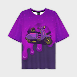 Мужская футболка оверсайз Фиолетовый мопед