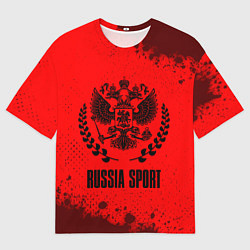 Мужская футболка оверсайз RUSSIA - ГЕРБ Russia Sport Брызги