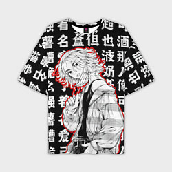 Мужская футболка оверсайз Майки и иероглифы Токийские мстители