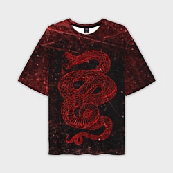 Футболка оверсайз мужская Красная Змея Red Snake Глитч, цвет: 3D-принт