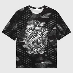Футболка оверсайз мужская Рыба и якорь, цвет: 3D-принт