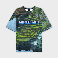 Мужская футболка оверсайз Minecraft Video game Landscape
