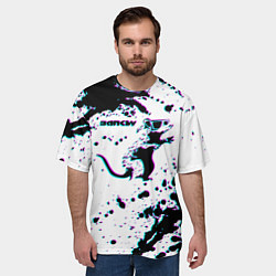 Футболка оверсайз мужская BANKSY БЭНКСИ крыса в очках глитч, цвет: 3D-принт — фото 2