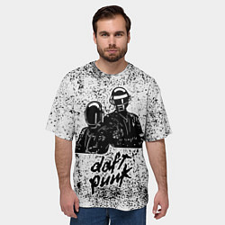 Футболка оверсайз мужская Daft Punk B&W, цвет: 3D-принт — фото 2