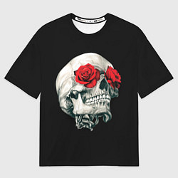 Футболка оверсайз мужская Череп Розы, цвет: 3D-принт