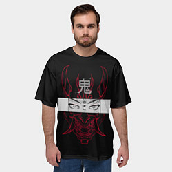 Футболка оверсайз мужская Японский демон Oni, цвет: 3D-принт — фото 2