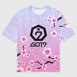 Мужская футболка оверсайз GOT7 ЦВЕТЫ САКУРЫ