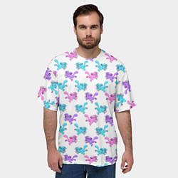 Футболка оверсайз мужская Коты Купидоны Паттерн, цвет: 3D-принт — фото 2