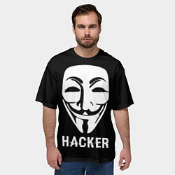 Футболка оверсайз мужская HACKER Маска V, цвет: 3D-принт — фото 2