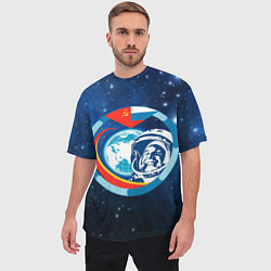 Футболка оверсайз мужская Первый Космонавт Юрий Гагарин 3D 3, цвет: 3D-принт — фото 2