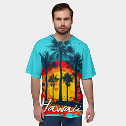 Футболка оверсайз мужская Hawaii Солнце, Пальмы, цвет: 3D-принт — фото 2