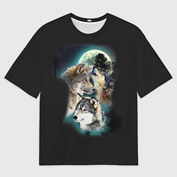 Футболка оверсайз мужская Волки и Луна Wolves, цвет: 3D-принт