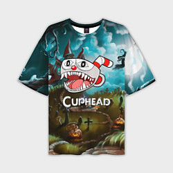 Мужская футболка оверсайз Cuphead Zombie