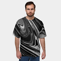 Футболка оверсайз мужская Черно-белый мрамор, цвет: 3D-принт — фото 2