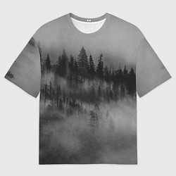 Мужская футболка оверсайз Туманный лес - природа
