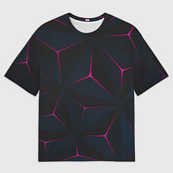 Футболка оверсайз мужская Неоновые углы На черном Фоне, цвет: 3D-принт