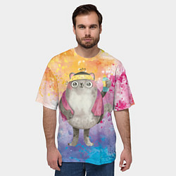 Футболка оверсайз мужская Котик после душа, цвет: 3D-принт — фото 2
