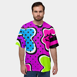 Футболка оверсайз мужская Яркий абстрактный узор в стиле 90х, неоновые цвета, цвет: 3D-принт — фото 2