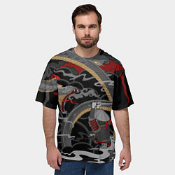 Футболка оверсайз мужская Самурай и змей, цвет: 3D-принт — фото 2