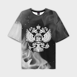 Мужская футболка оверсайз RUSSIA - ГЕРБ - Огонь