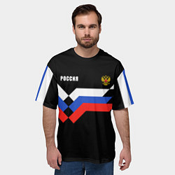 Футболка оверсайз мужская РОССИЯ ТРИКОЛОР ЛИНИИ, цвет: 3D-принт — фото 2