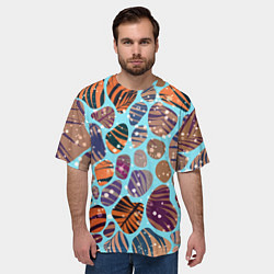 Футболка оверсайз мужская Разноцветные камушки, цветной песок, пальмовые лис, цвет: 3D-принт — фото 2