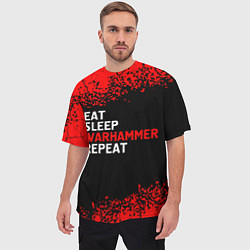 Футболка оверсайз мужская Eat Sleep Warhammer Repeat - Спрей, цвет: 3D-принт — фото 2