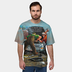 Футболка оверсайз мужская Руки в масле, шея в мыле, цвет: 3D-принт — фото 2